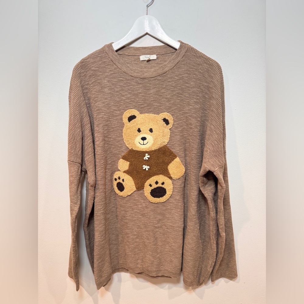Easel Teddy Bear Patch Front Sweater - Picture 2 of 6